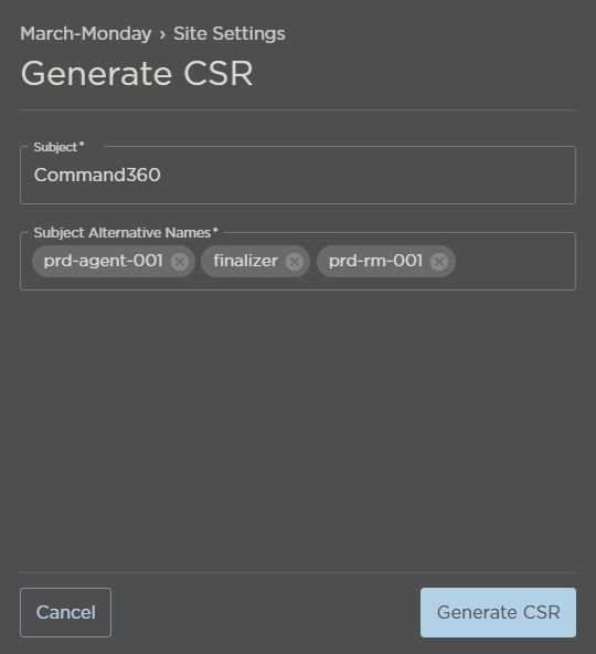 Generate CSR Fields