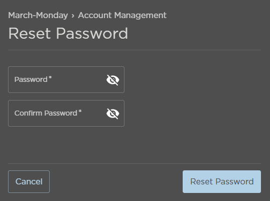 Reset Password Panel
