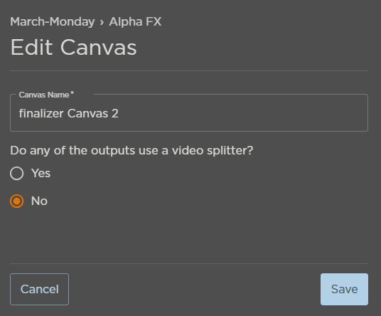Edit Canvas Options