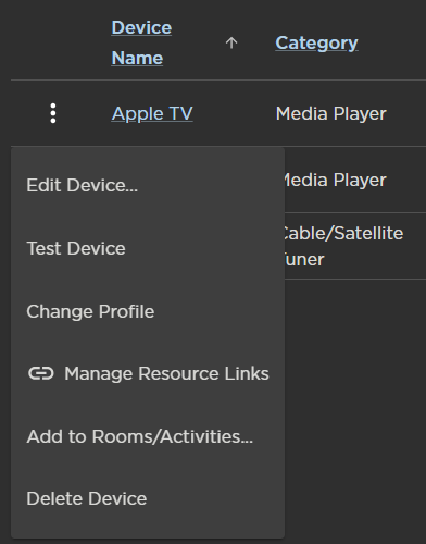 Device Options Menu