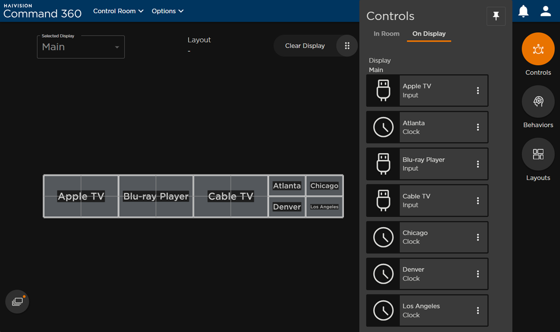 Controls Panel with On Display Tab Visible