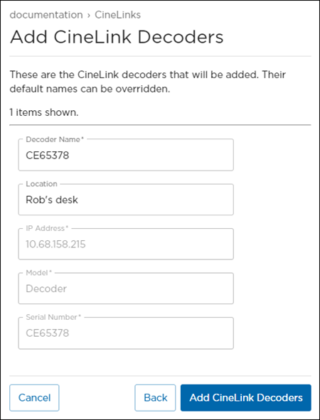 CineLink Decoder Details