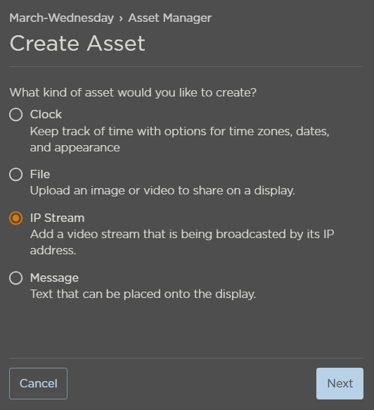 Create Asset Panel
