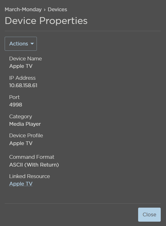 Device Properties Panel
