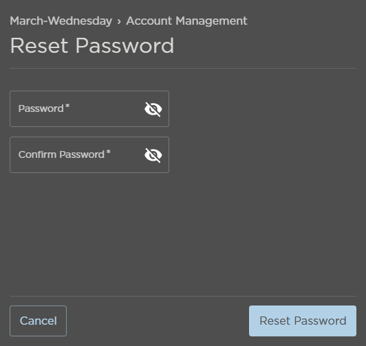Reset Password Panel