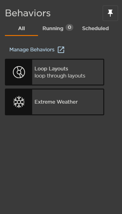 All Tab in Behaviors Panel