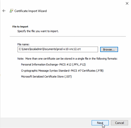 Import Certificate