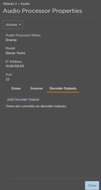 Decoder Outputs Tab with No Outputs Added