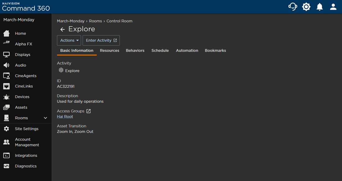 Activity Basic Information Tab