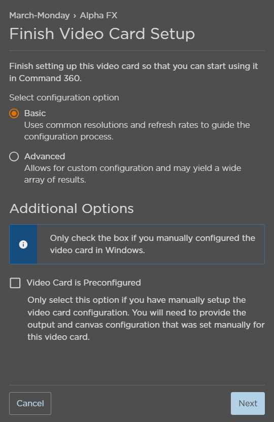 Video Card Configuration Options