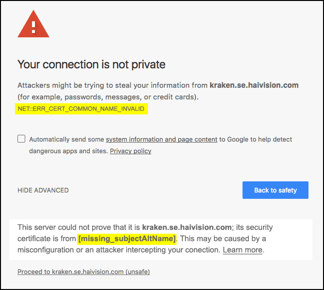 The Common Name Invalid Error