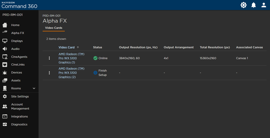 Alpha FX Page with 2 Video Cards