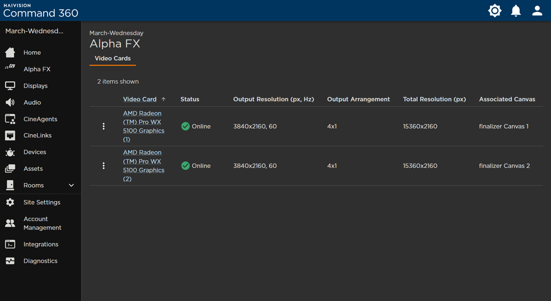 Alpha FX Page with 2 Video Cards