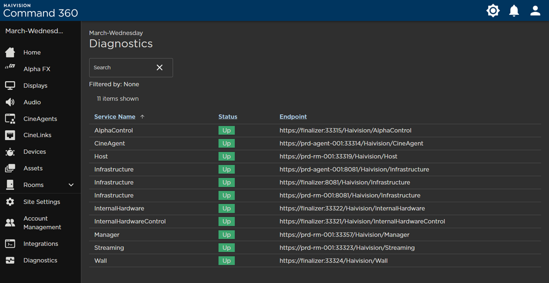 Diagnostics Page