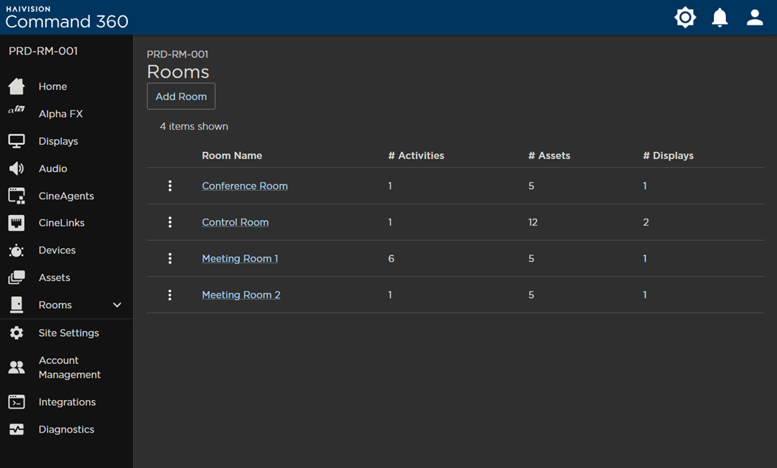 Rooms Page