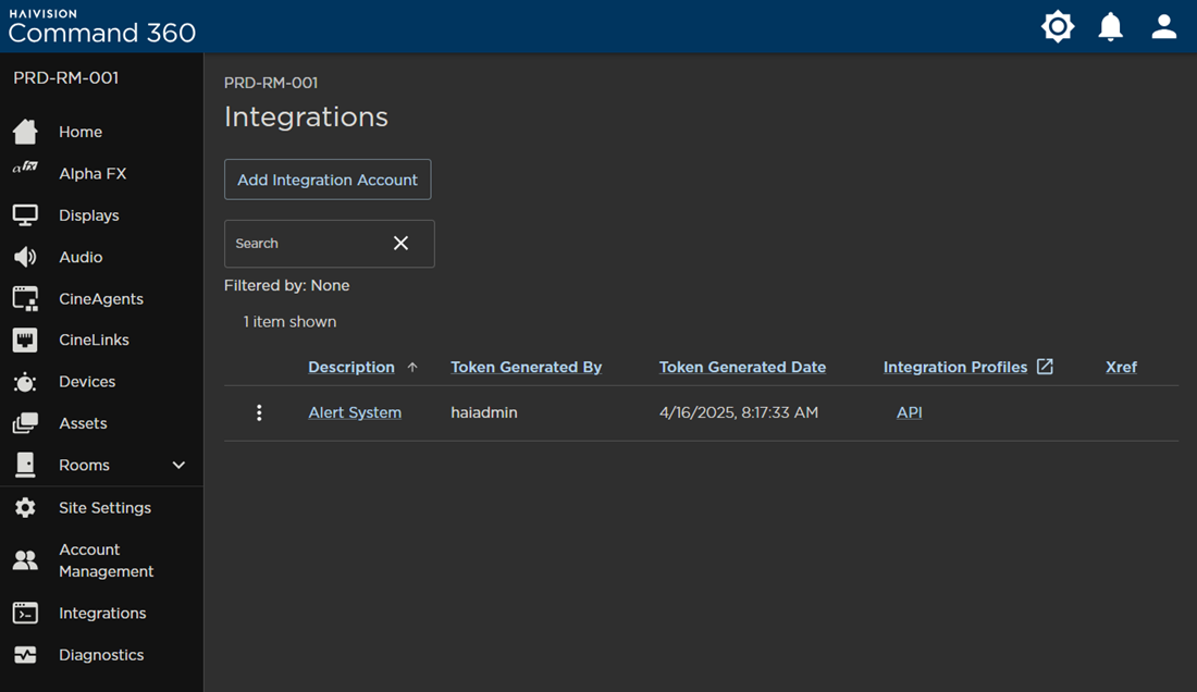 Integrations Page