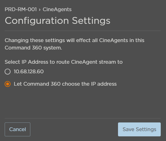 CineAgent Configuration Settings