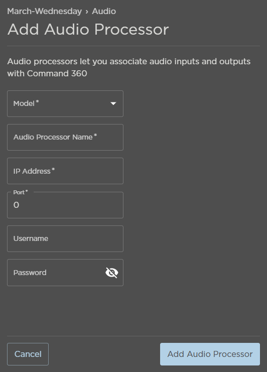 Add Audio Processor Panel