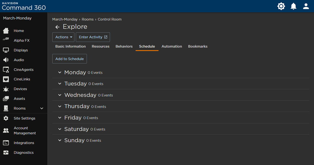 Empty Activity Schedule