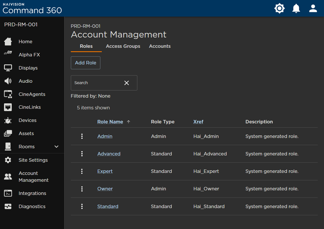 Account Management Page