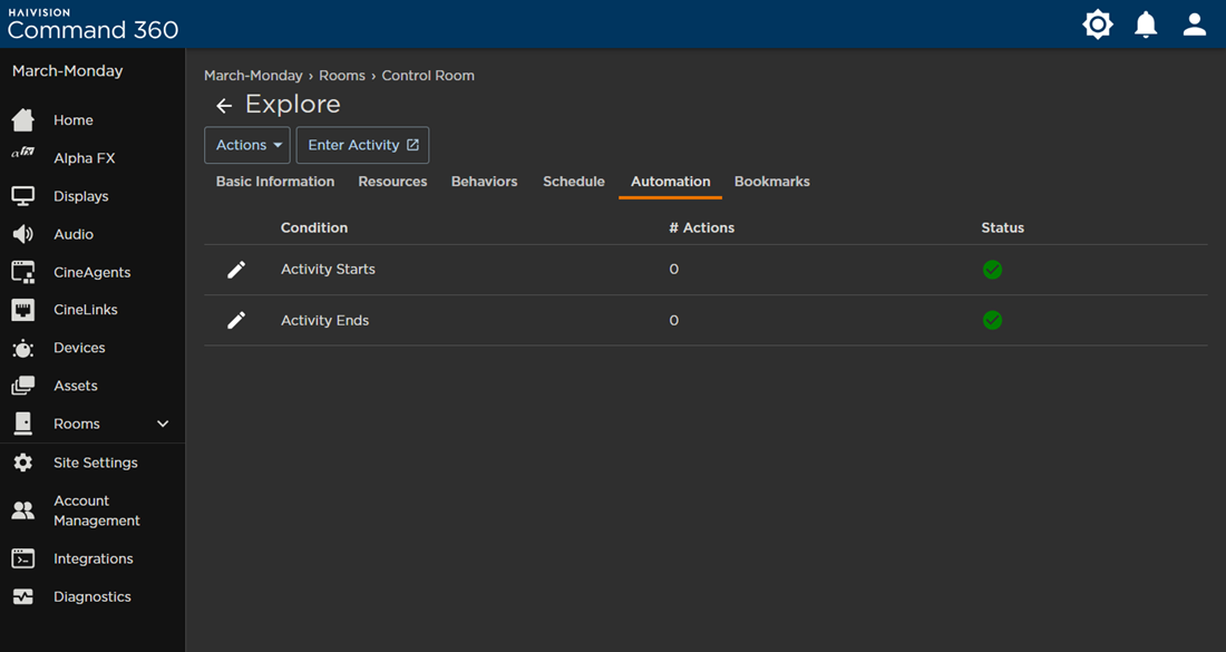 Activity Automation Tab