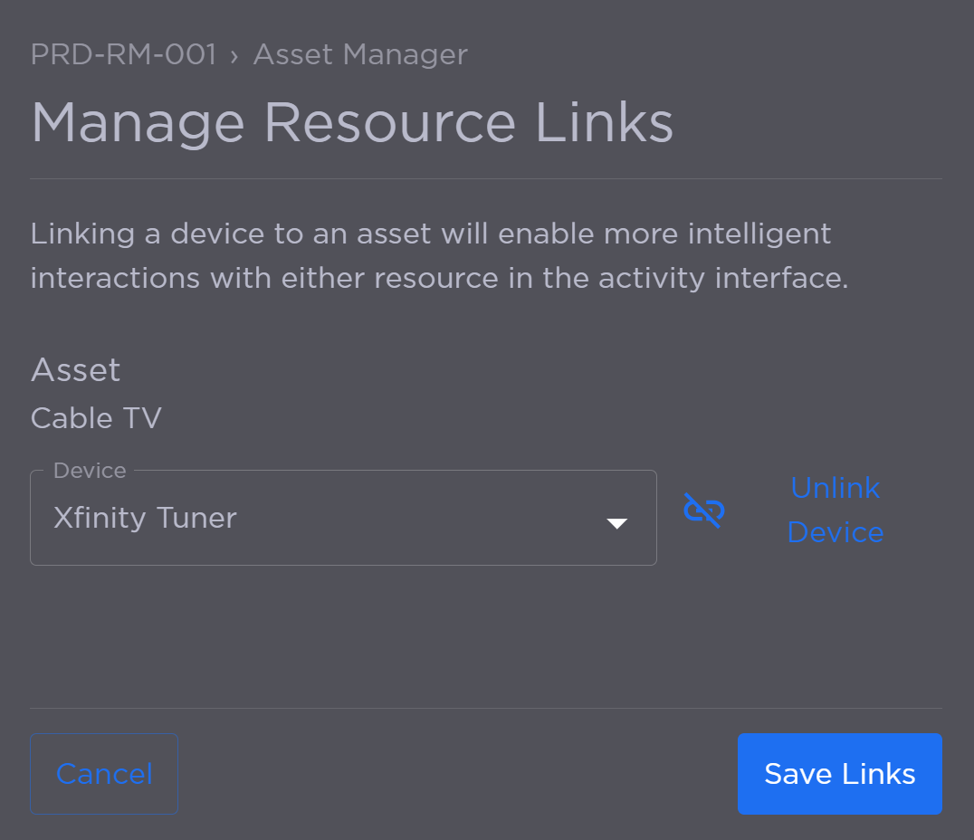Manage Resource Links Panel