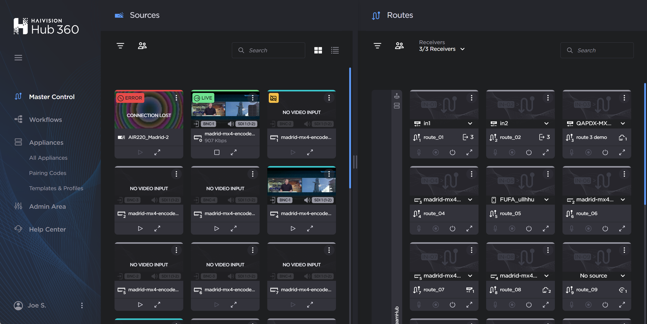 Master Control page