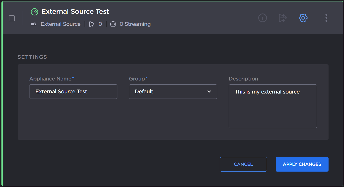 Virtual Source Settings