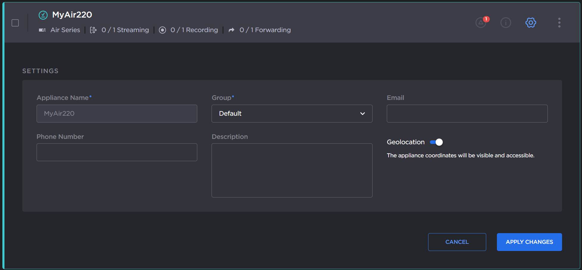 Transmitter Settings