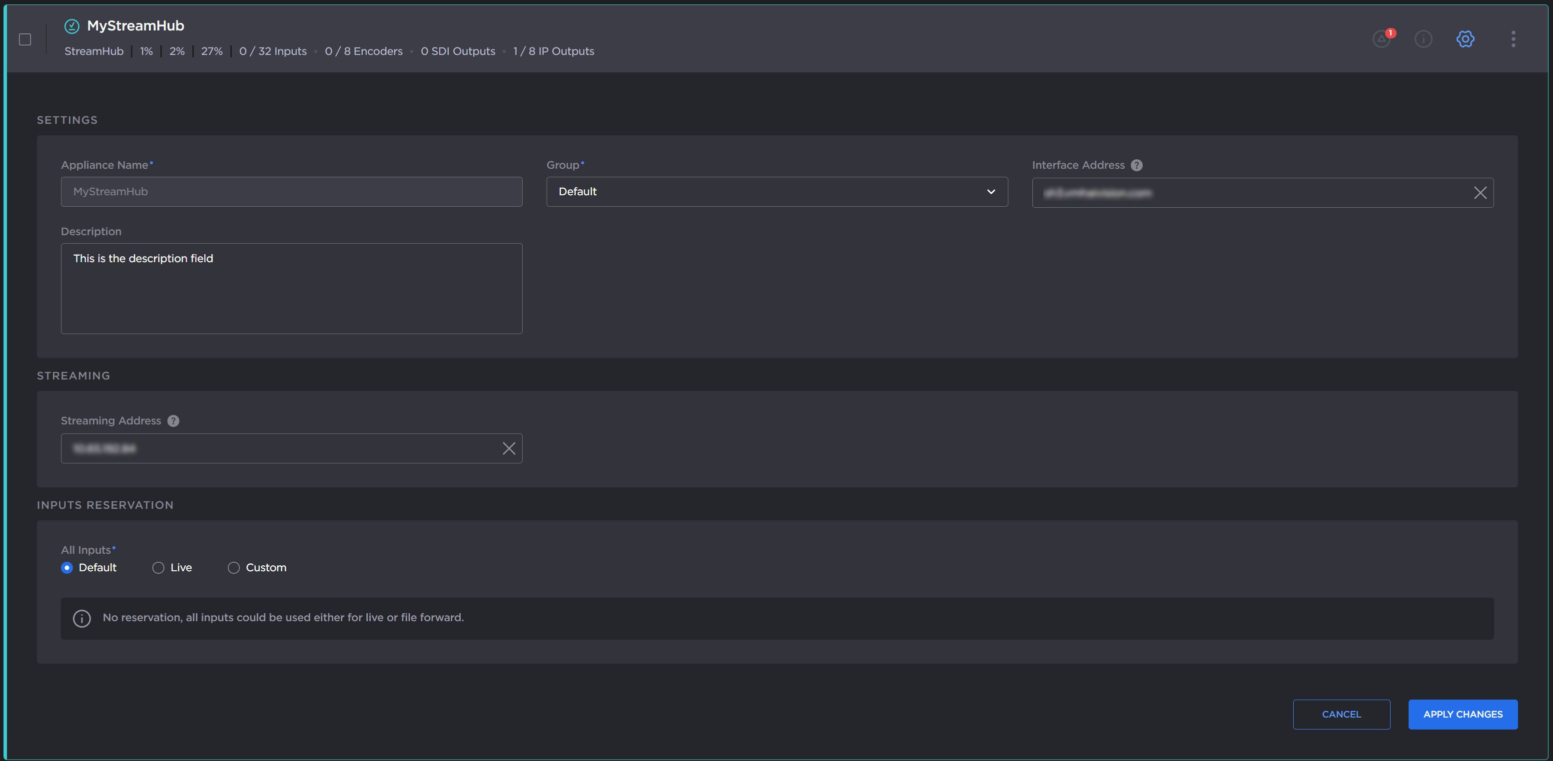 StreamHub Settings