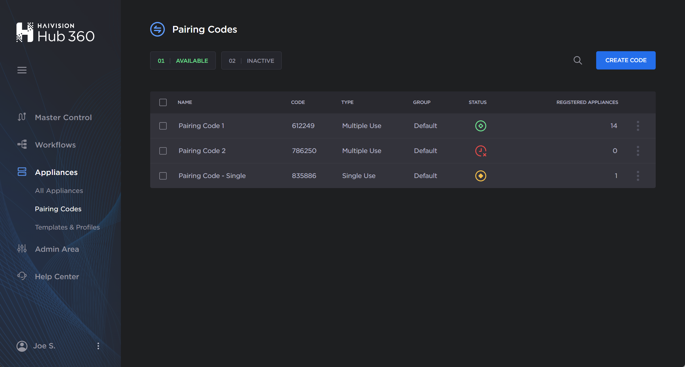 Pairing Codes