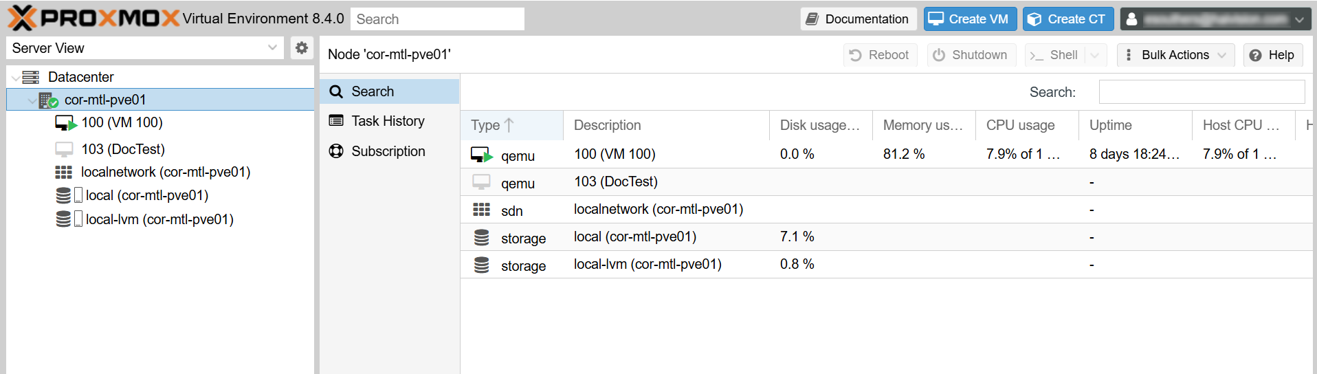 Proxmox VM created