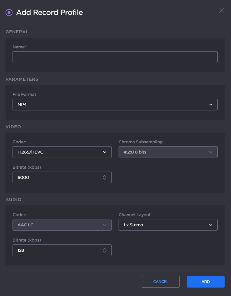 Add Record Profile