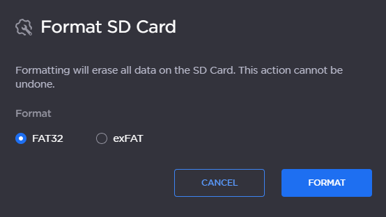 Format SD Card Options